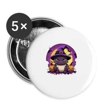 Mean cats Halloween costume for cat owner Kawaii - Buttons large 2.2''/56 mm (5-pack) - white - Front