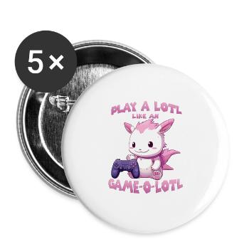 Cute Gamer T | Axolotl Gamer Outfit | Otaku Anime - Buttons large 2.2''/56 mm (5-pack) - white - Front