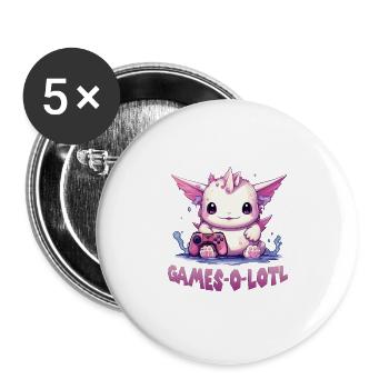 Gamer Axolotl Anime Axolotl T for gaming fans - Buttons large 2.2''/56 mm (5-pack) - white - Front
