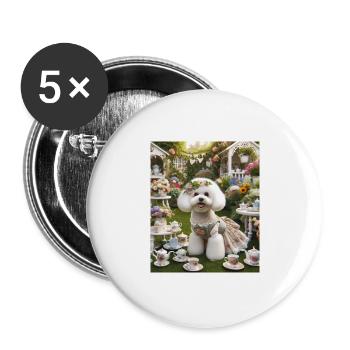 Bichon Frise Dog Cottagecore Tea Party Elegance - Buttons large 2.2''/56 mm (5-pack) - white - Front
