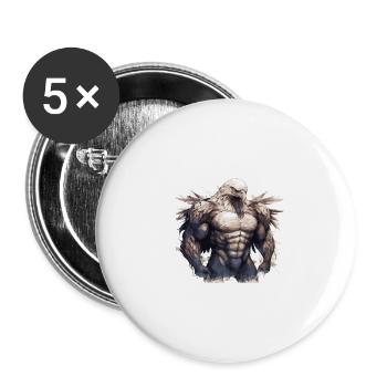 Eagle Muscles Bête de musculation - Lot de 5 grands badges (56 mm) - blanc - Devant