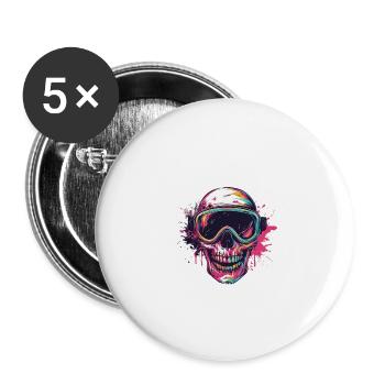 Ski Skull Masque de ski Skull - Lot de 5 grands badges (56 mm) - blanc - Devant