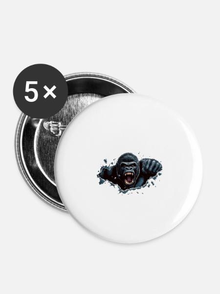 Gorilla Beast Power - Buttons groß 56 mm (5er Pack) - Weiß