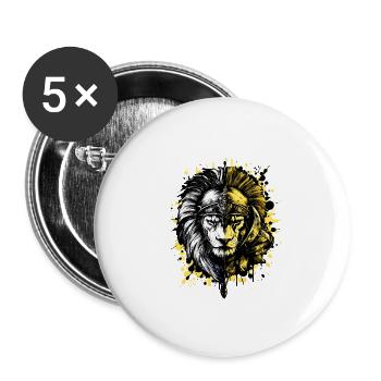 Spartan Lion Sparta Helmet Beast - Buttons large 2.2''/56 mm (5-pack) - white - Front