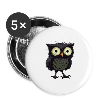 Eule Halloween Lustig Zombie - Buttons groß 56 mm (5er Pack) - Weiß - Vorne