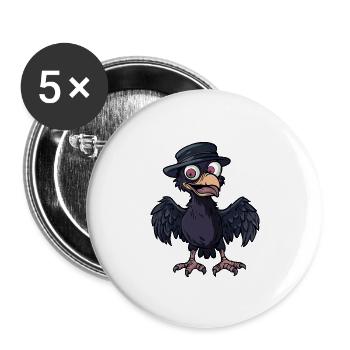 Raven Bird Halloween Funny Zombie - Buttons large 2.2''/56 mm (5-pack) - white - Front