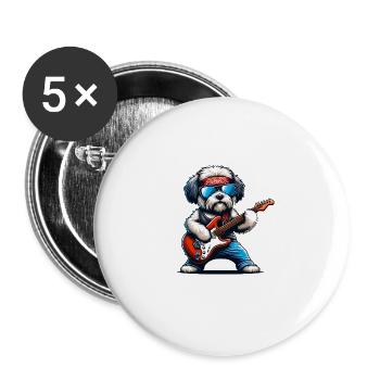 Guitare électrique Cool Bolonka Rocks Your Life - Lot de 5 grands badges (56 mm) - blanc - Devant