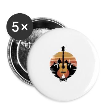 Guitare électrique Campfire Heartbeat Design - Lot de 5 grands badges (56 mm) - blanc - Devant