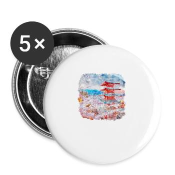 Japanese Asia Sakura Blossom - Buttons large 2.2''/56 mm (5-pack) - white - Front