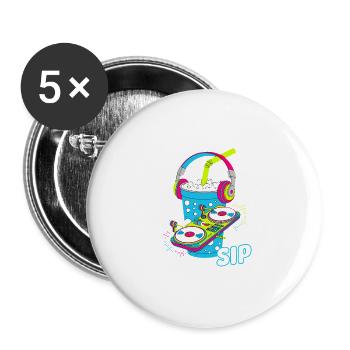 DJ Drink Beats avec Sip - Lot de 5 grands badges (56 mm) - blanc - Devant