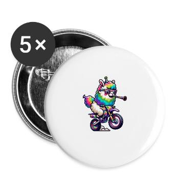 Enduro Llama Party Adventure - Lot de 5 grands badges (56 mm) - blanc - Devant