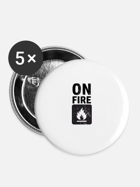 On Fire - Buttons groß 56 mm (5er Pack) - Weiß