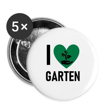 Gartenarbeit Pflanzen Obst Gemüse Bäume - Buttons groß 56 mm (5er Pack) - Weiß - Vorne