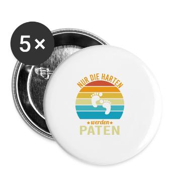 Taufpate Pate Patenonkel - Buttons groß 56 mm (5er Pack) - Weiß - Vorne