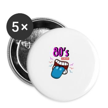 Cadeau symbole des années 80 pour toujours des années 80 - Lot de 5 grands badges (56 mm) - blanc - Devant