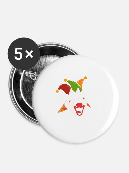 Happy Clown Akrobat Gift - Buttons groß 56 mm (5er Pack) - Weiß
