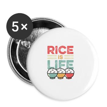 Le riz est la vie Asiatique ou Chinois - Lot de 5 grands badges (56 mm) - blanc - Devant