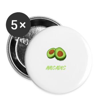 Avocado für Jungen Kinder Birnen Guac Avocados - Buttons groß 56 mm (5er Pack) - Weiß - Vorne