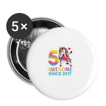 great polka dot unicorn Bday 5 years old girl 5 - Buttons large 2.2''/56 mm (5-pack) - white - Front
