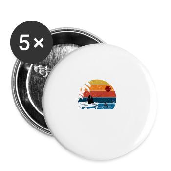 Retro Vintage Roll Style Cool Grampy Fischerlieb - Lot de 5 grands badges (56 mm) - blanc - Devant