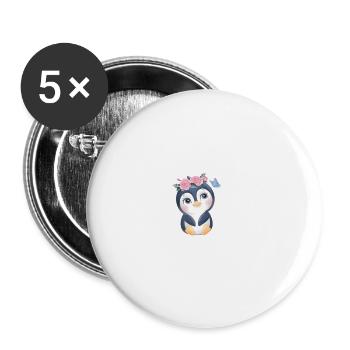 Seule une fille qui aime les pingouins présente F - Lot de 5 grands badges (56 mm) - blanc - Devant