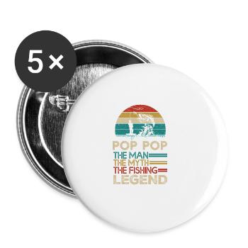 Pop-pop l’homme, le mythe de la bénédiction du pêcheur Vin - Lot de 5 grands badges (56 mm) - blanc - Devant