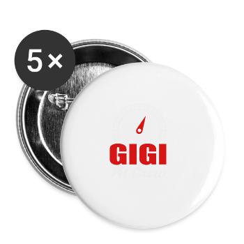 Gigi Racing Car Bday Party Family Matching Pit Cre - Lot de 5 grands badges (56 mm) - blanc - Devant