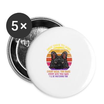 Français Bulldog Puppy Retro Drôle Français Bulldog Do - Lot de 5 grands badges (56 mm) - blanc - Devant