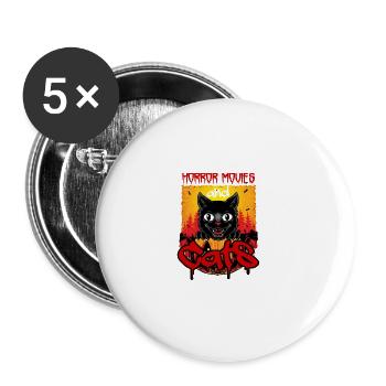 Lustige Zitat Katzen Horrorfilme süße Halloween - Buttons groß 56 mm (5er Pack) - Weiß - Vorne