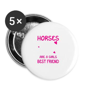 Horses are a girl's best friend - Buttons large 2.2''/56 mm (5-pack) - white - Front