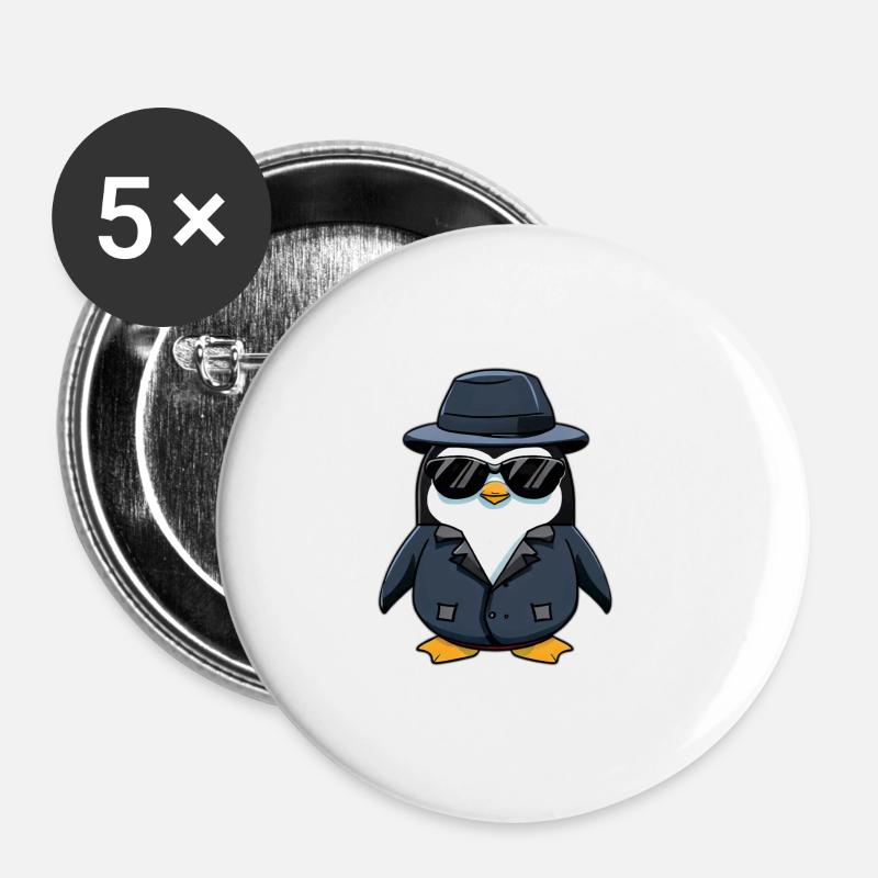 Mr. Penguin - Buttons large 2.2''/56 mm (5-pack) - white