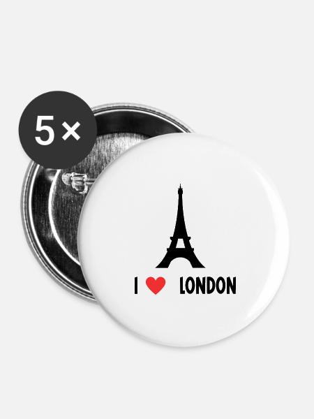 Ich liebe London - Buttons groß 56 mm (5er Pack) - Weiß