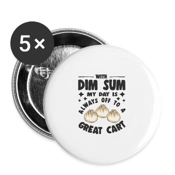 Bao Bun Funny Dim Sum Always Great Cart Asian - Buttons large 2.2''/56 mm (5-pack) - white - Front