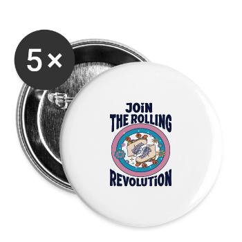 Fête des patineurs à roulettes Rejoignez la révolution roulante - Lot de 5 grands badges (56 mm) - blanc - Devant