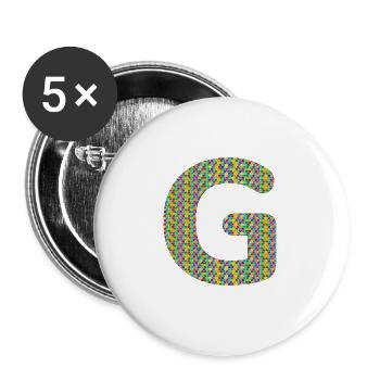 Colorful Heart G Design – Unique & Stylish! - Buttons large 2.2''/56 mm (5-pack) - white - Front