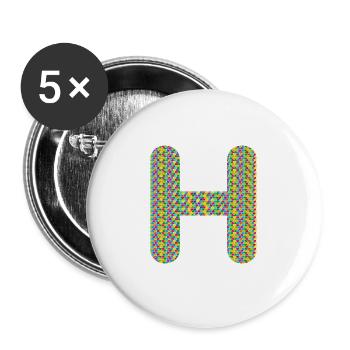 Colorful Heart H Design – Unique & Stylish! - Buttons large 2.2''/56 mm (5-pack) - white - Front