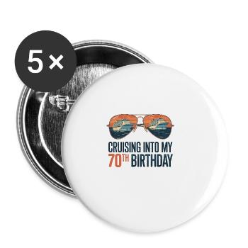 Croisière du 70e anniversaire avec - Lot de 5 grands badges (56 mm) - blanc - Devant
