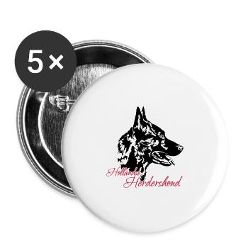 HOLLANDSE HERDERSHOND - Buttons groß 56 mm (5er Pack) - Weiß - Vorne