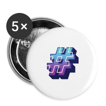 Hashtag # - Buttons groß 56 mm (5er Pack) - Weiß - Vorne