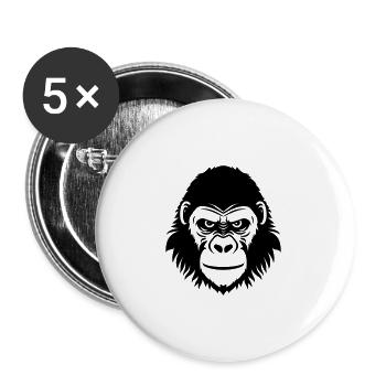 Gorille - Lot de 5 grands badges (56 mm) - blanc - Devant
