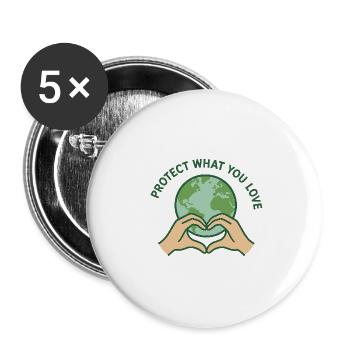 Heart for Earth - Buttons large 2.2''/56 mm (5-pack) - white - Front