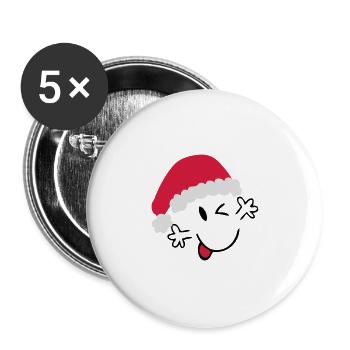 noel - Lot de 5 grands badges (56 mm) - blanc - Devant