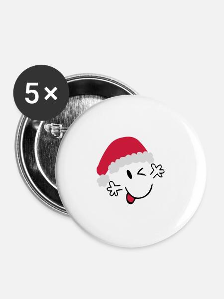 Santa Claus - Buttons groß 56 mm (5er Pack) - Weiß