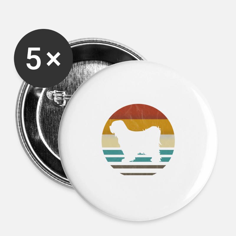 Tibet terrier retro - Buttons large 2.2''/56 mm (5-pack) - white