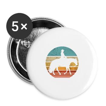 Western Riding Western Rider Horse Cowgirls Retro - Buttons large 2.2''/56 mm (5-pack) - white - Front
