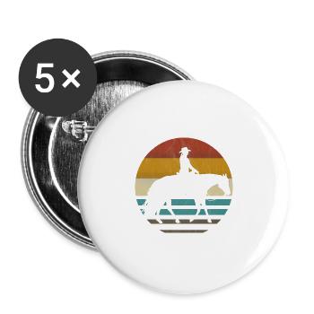 Western cavalière de l’Ouest Cheval Cowgirls Retro - Lot de 5 grands badges (56 mm) - blanc - Devant