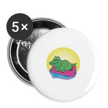 Kai Krokodil - Geschenk - Geschenkidee - Buttons groß 56 mm (5er Pack) - Weiß - Vorne
