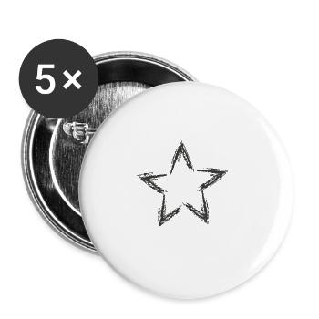 Star Asterisk Sketch - Buttons large 2.2''/56 mm (5-pack) - white - Front