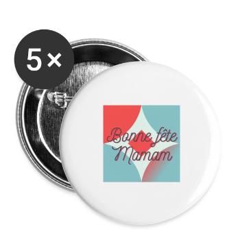 FÊTE DES MÈRES,BONNE FÊTE MAMAN,MAMAN,JE T'AIME - Lot de 5 grands badges (56 mm) - blanc - Devant