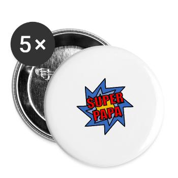 FÊTE DES PÈRES. BONNE FÊTE PAPA. PAPA. BONNE FÊTE - Lot de 5 grands badges (56 mm) - blanc - Devant